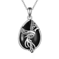 wholesale 925 Sterling Silver Black Onyx Phoenix Bird Necklaces Wholesale Pendant s for Women-0-0