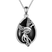 wholesale 925 Sterling Silver Black Onyx Phoenix Bird Necklaces Wholesale Pendant s for Women-Phoenix 3