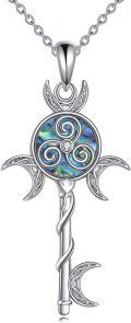 wholesale 925 Sterling Silver Abalone Shell Spiral Moon Key Pendant Necklaces for Women Girls 50th Birthday Gift Ideas-0-0