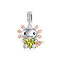 wholesale 925 Sterling Silver Rose Gold Plated Axolotl Pink Heart Zirconia Dangle Charm For Bracelet-0-3