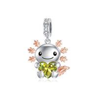 wholesale 925 Sterling Silver Cute Snowflake Charm With Pink Heart-08-Aug-Axolotl