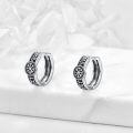 wholesale 925 Sterling Silver Viking Vegvisir Compass Rune Oxidized Hoop Earrings-0-4