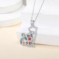 wholesale Sterling Silver Lab Grown Diamond Cat Birth Flower Necklace for Women-0-1
