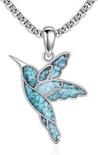 wholesale Sterling Silver Turquoise Animal Necklace Pendant for Women Men-Hummingbird