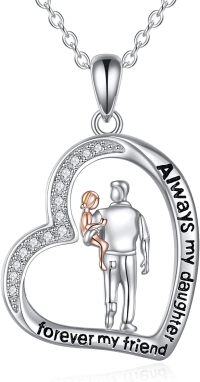 wholesale 925 Sterling Silver Heart-Shaped Pendant with Cubic Zirconia - Always my daughter forever my friend necklace gift for women girls-undefined