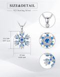 wholesale 925 Sterling Silver Snowflake Blue Crystal Pendant Necklace for Women Winter Holiday s-0-3