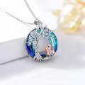 TOUPOP 925 Sterling Silver Crystal Tree Of Life Basset Hound Necklace-0-3