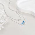 wholesale 925 Sterling Silver Blue Opal Dragonfly & Infinity Pendant Necklace s for Women-0-4