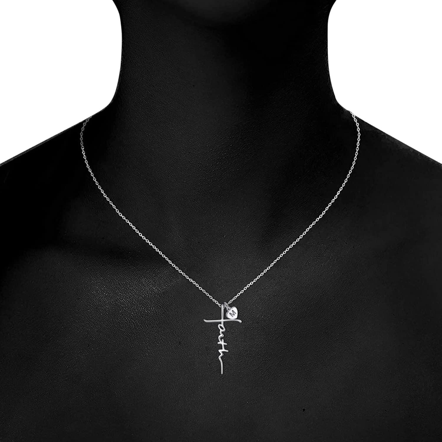 925 Sterling Silver Birthstone Faith Cross Pendant Necklace for Women-0-2