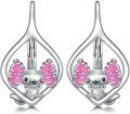 wholesale 925 Sterling Silver Pink Angel Wing Rabbit Hoop Earrings for Women Gifts-0-0