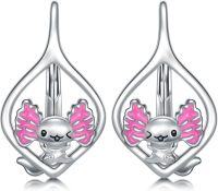 wholesale 925 Sterling Silver Pink Angel Wing Rabbit Hoop Earrings for Women Gifts-Axolotl