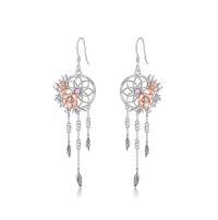 wholesale 925 Sterling Silver Dreamcatcher Earrings Wholesale With Rose Gold And Pink Gemstones-June