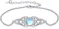 wholesale 925 Sterling Silver Moonstone Celtic Trinity Knot Bracelet for Women-Moonstone
