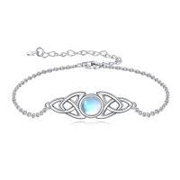 wholesale 925 Sterling Silver Celtic Knot Bracelet With Moonstone Centerpiece-Moonstone