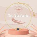 TOUPOP 14K Yellow Gold Evil Eye Anklet For Women, Christmas Gift-0-1