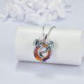 wholesale 925 Sterling Silver Rainbow Crystal Dragon Pendant Necklace Jewelry-0-3