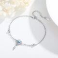 wholesale 925 Sterling Silver Turquoise Feather Dreamcatcher Adjustable Bracelet 8-13cm -0-1