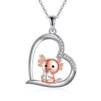 wholesale 925 Sterling Silver Axolotl Pendant Heart-Shaped Necklace - Cute Animal s for Women-Axolotl