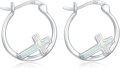 wholesale 925 Sterling Silver Opal Cross Hoop Earrings - Religious Christian Jewelry for Women and Men-0-0