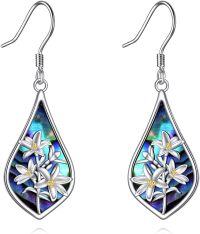 wholesale 925 Sterling Silver Lily Flower Dangle Earrings for Women, Elegant & Lightweight, Hypoallergenic, Perfect Gift for All Occasions-Lily