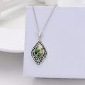 wholesale 925 Sterling Silver Green Moss Agate Teardrop Pendant Necklace-0-3