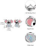 wholesale 925 Sterling Silver Opal Heart Koala Bear Stud Earrings for Girls and Women - Adorable Animal s-0-3