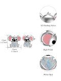 wholesale 925 Sterling Silver Platinum Plated Cute Koala Opal Heart Stud Earrings-0-3