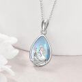 wholesale 925 Sterling Silver Teardrop Mermaid Pendant with Blue Moonstone and Star Charm Necklace-0-1