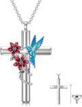 wholesale 925 Sterling Silver Urn Cross Pendant Necklace with Hummingbird and Flowers Design for Ashes Keepsake  Set-0-0