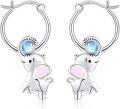 wholesale 925 Sterling Silver Elephant Moonstone Hoop Earrings - Mother's Day Gifts for Her (23x18mm)-0-0