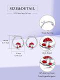 wholesale 925 Sterling Silver Red Mushroom Huggie Hoop Earrings for Women Girls Gifts-0-4