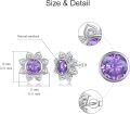 wholesale 925 Sterling Silver Purple Crystal Lotus Flower Stud Earrings for Women Girls Mom Gift-0-5