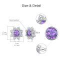 wholesale 925 Sterling Silver Platinum Plated Purple Amethyst Flower Stud Earrings-0-5
