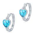 wholesale 925 Sterling Silver Turquoise Celtic Heart Hoop Earrings - Small Huggies for Women-0-0