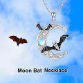 wholesale 925 Sterling Silver Moonstone Bat & Moon Necklace - Mysterious Fantasy Jewelry for Women-0-1