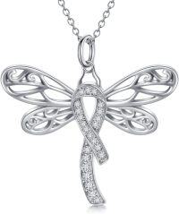 wholesale  Silver Stone Cancer Survivor Necklace Women s Awareness Gift -02-Dragonfly-white-02-Dragonfly-white