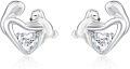 wholesale 925 Sterling Silver Heart-Shaped Dog Stud Earrings with Cubic Zirconia - Gift for Dog Moms and Pet Lovers-0-6