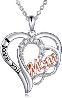 wholesale TOUPOP Mother's Day Gift For Mom From Daughter Sterling Silver Mom Necklace From Son Infinity Heart Pendant For Mother I Love You Necklace Jewelry Birthday Gifts For Mom -undefined