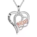 TOUPOP Sterling Silver Crystal Mom Infinity Heart Necklace-0-0