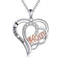 TOUPOP Sterling Silver Crystal Mom Infinity Heart Necklace-0-0