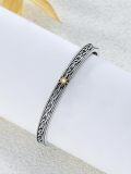 wholesale 925 Sterling Silver Celtic Knot Bangle with Cubic Zirconia and Gold Accents - Unisex-0-3