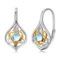 wholesale 925 Sterling Silver Celtic Moonstone & Gold Plated Irish Knot Drop Earrings for Women - Hypoallergenic Leverbacks  Set-0-0