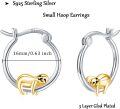 wholesale 925 Sterling Silver Gold Plated Sloth Huggie Hoop Earrings for Women Girls Minimalist Animal  36mm Diameter-0-1