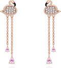 wholesale Rose Gold Flamingo Crystal Teardrop Dangle Earrings 925 Sterling Silver  for Women-0-0