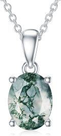 wholesale 925 Sterling Silver & 14k Gold Plated Square Cut Moss Agate Pendant Necklace - Natural Green Stone Jewelry for Women-0-0