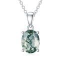 wholesale 925 Sterling Silver & 14k Gold Plated Square Cut Moss Agate Pendant Necklace - Natural Green Stone Jewelry for Women-0-0