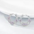 wholesale 925 Sterling Silver Purple Crystal Heart Hoop Earrings for Women-0-2