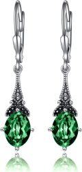 wholesale Sterling Silver Austrian Crystal Vintage Drop Dangle Leverback Earrings-0-52