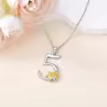 wholesale 925 Sterling Silver Gold Lily Flower Pendant Necklace Wholesale w/ Lucky Number 0-9-0-5