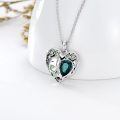 wholesale 925 Sterling Silver 925 Emerald Green Crystal Elephant Heart Photo Locket Pendant Necklace for Women and Girls-0-3